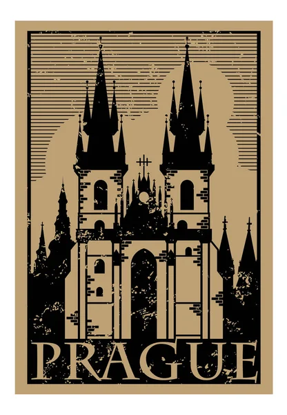 Marcas de papel vintage etiqueta de viagem com Praga — Vetor de Stock