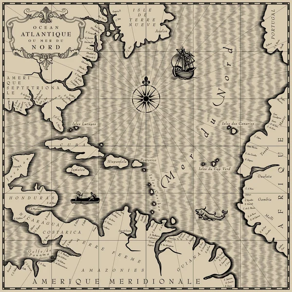 Старий географічну мапу — стоковий вектор
