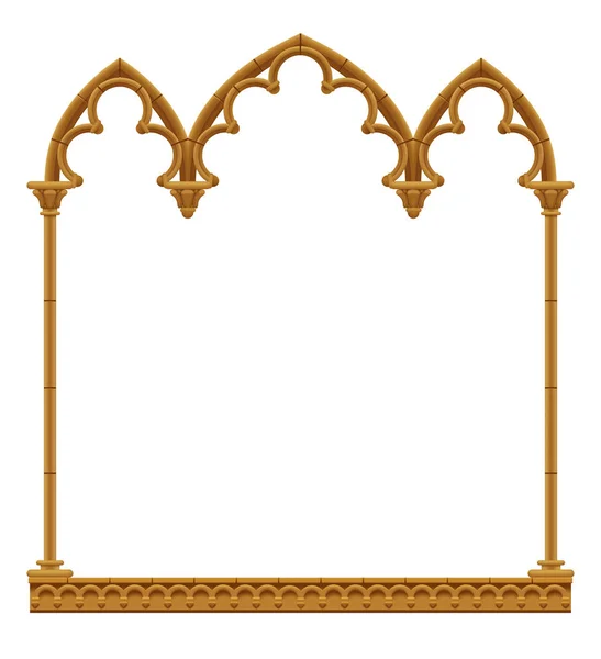 Classic gothic architectural decorative frame isolated on white — Stock Vector