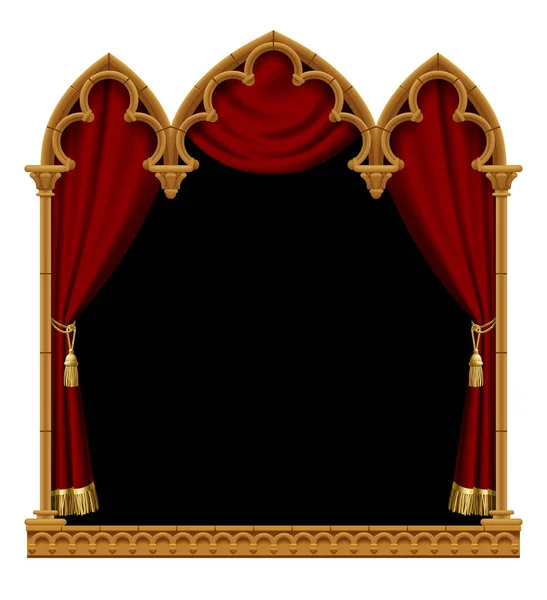 Puppet show booth with theater masks red curtain Vector Image