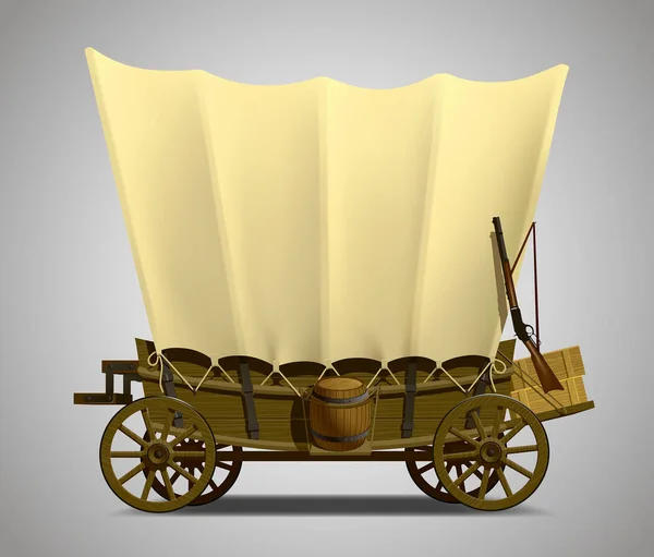 Wild West covered wagon isolated on white — Stock Vector