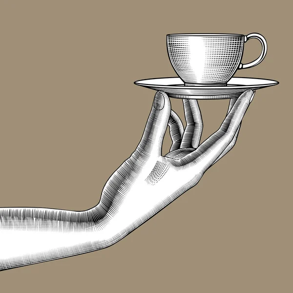Main de femme avec une tasse de café — Image vectorielle