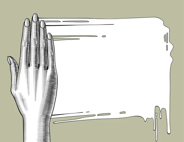 Handfläche der Frau verschmiert weiße Farbe — Stockvektor