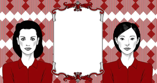 Portraits de deux femmes d'affaires de nationalités différentes, femmes patronnes — Image vectorielle