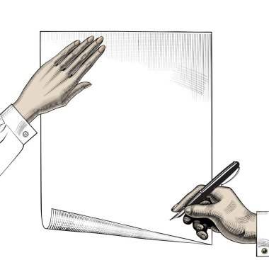 Elin kalemle. Retro tasarım ögesi.