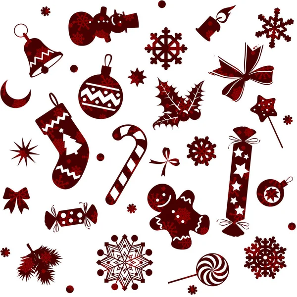 クリスマスと新年のシームレスなパターン背景 — ストックベクタ