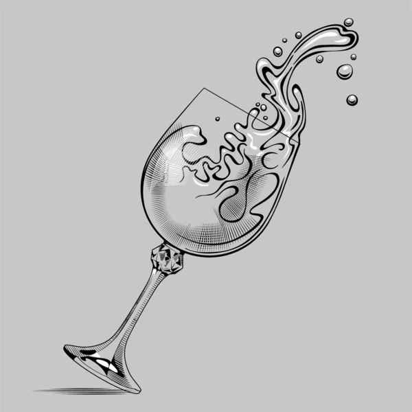 Verre tombant avec du vin blanc éclaboussé — Image vectorielle