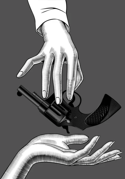 Handen met een pistool — Stockvector