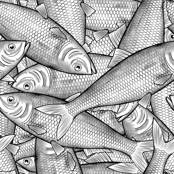 Mnoho sledě ryby bezešvé vzor pozadí — Stockový vektor