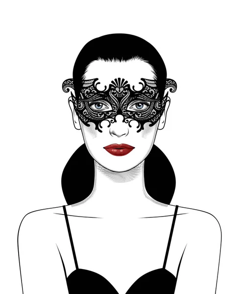 Hermosa chica en máscara de carnaval . — Vector de stock