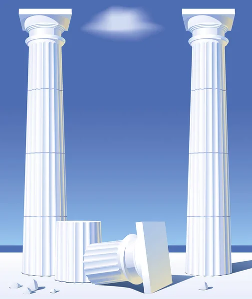 Illustration Classical Antic Greek Columns Shore Illustration Artistic Poster Vector — Stock Vector
