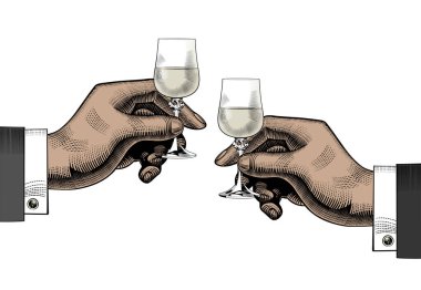 İş toplantısı. Resim olarak stilize edilmiş eski gravürler. Vektör illüstrasyonu.