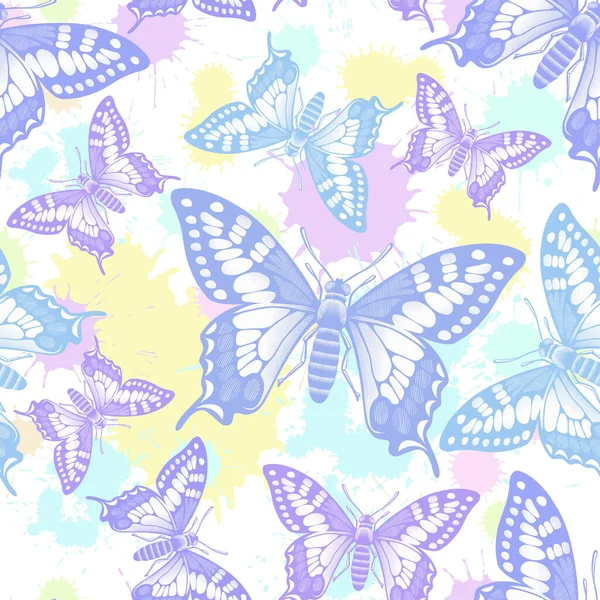 Decorative seamless pattern with butterflies. — Stock Vector