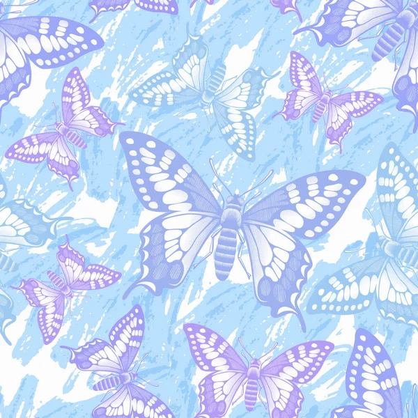 Decorative seamless pattern with butterflies. — Stock Vector