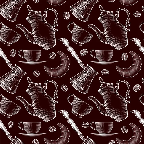 Kaffe dekorativa sömlösa mönster. — Stock vektor