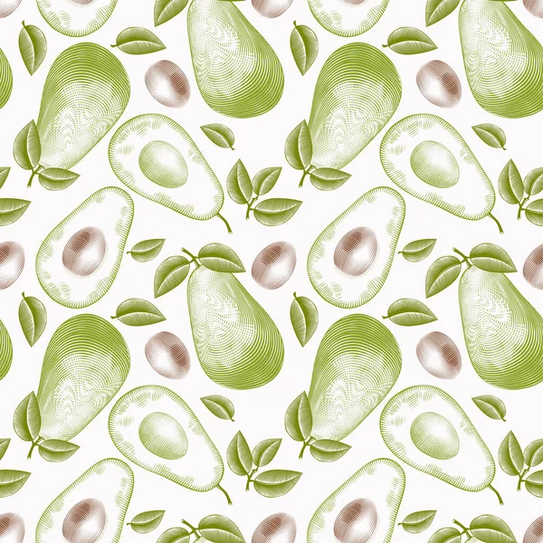 Verde avocado modello senza cuciture su sfondo bianco . — Vettoriale Stock