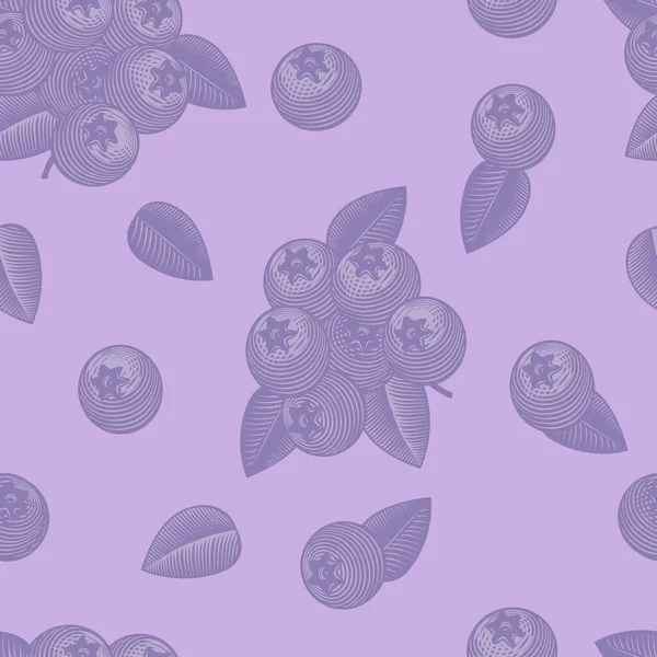 블루베리요 무미건조 배경에 열매의 패턴이 있습니다 양식화 그림에 고대의 일러스트 — 스톡 벡터