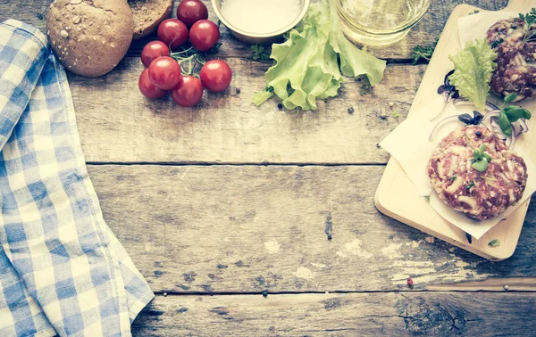 Cooking Burgers Background Close — Stock Photo, Image