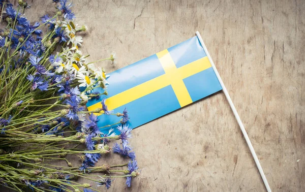 Swedish Flag Summer Flowers — Stock Photo, Image