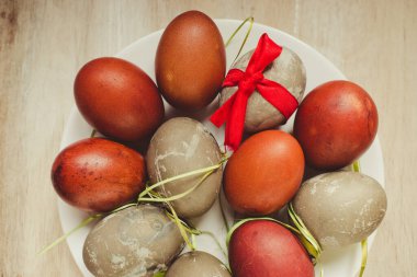 Paskalya yumurtaları arka planda, kapatın.