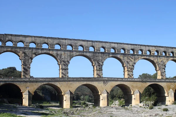 Pont du gard, ancient Roman aqueduct in France — Stock Photo, Image