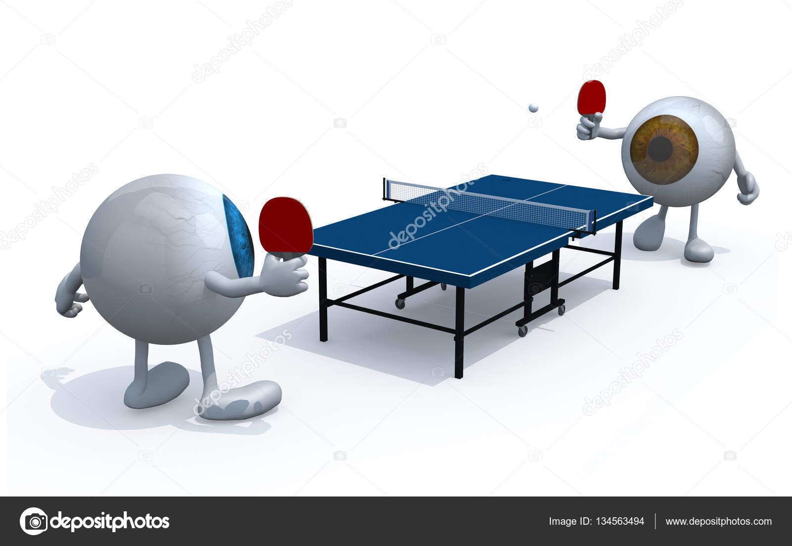 Two Eyes With Arms And Legs That Playing To Table Tennis Stock Two Eyes With Arms And Legs That Playing To Table Tennis Stock Photo