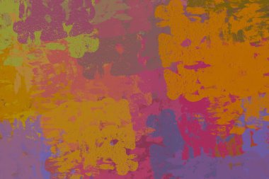 Soyut arka plan sanatı. 2D çizim. Etkileyici yağlı boya resim. Tuvalde fırça darbeleri. Modern sanat. Çok renkli arkaplan. Çağdaş sanat. İfade. Sanatsal dijital palet.