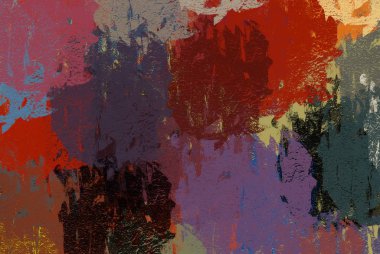 Soyut arka plan sanatı. 2D çizim. Etkileyici yağlı boya resim. Tuvalde fırça darbeleri. Modern sanat. Çok renkli arkaplan. Çağdaş sanat. İfade. Sanatsal dijital palet.