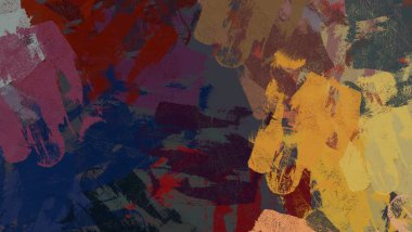 Soyut arka plan sanatı. 2D çizim. Etkileyici yağlı boya resim. Tuvalde fırça darbeleri. Modern sanat. Çok renkli arkaplan. Çağdaş sanat. İfade. Sanatsal dijital palet.