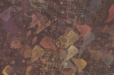 Soyut arka plan sanatı. 2D çizim. Etkileyici yağlı boya resim. Tuvalde fırça darbeleri. Modern sanat. Çok renkli arkaplan. Çağdaş sanat. İfade. Sanatsal dijital palet.