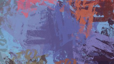 Soyut arka plan sanatı. 2D çizim. Etkileyici yağlı boya resim. Tuvalde fırça darbeleri. Modern sanat. Çok renkli arkaplan. Çağdaş sanat. İfade. Sanatsal dijital palet.