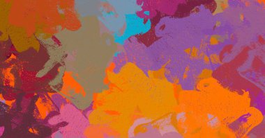 Soyut arka plan sanatı. 2D çizim. Etkileyici yağlı boya resim. Tuvalde fırça darbeleri. Modern sanat. Çok renkli arkaplan. Çağdaş sanat. İfade. Sanatsal dijital palet.