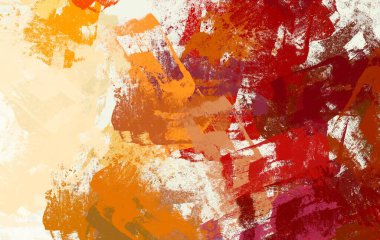 Soyut arka plan sanatı. 2D çizim. Etkileyici yağlı boya resim. Tuvalde fırça darbeleri. Modern sanat. Çok renkli arkaplan. Çağdaş sanat. İfade. Sanatsal dijital palet.