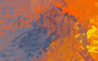 Soyut arka plan sanatı. 2D çizim. Etkileyici yağlı boya resim. Tuvalde fırça darbeleri. Modern sanat. Çok renkli arkaplan. Çağdaş sanat. İfade. Sanatsal dijital palet.