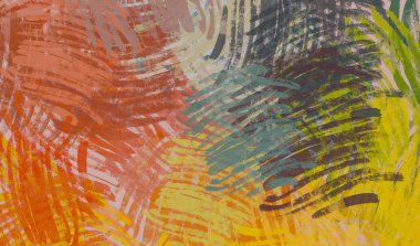 Soyut arka plan sanatı. 2D çizim. Etkileyici yağlı boya resim. Tuvalde fırça darbeleri. Modern sanat. Çok renkli arkaplan. Çağdaş sanat. İfade. Sanatsal dijital palet.