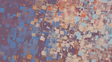 Soyut arka plan sanatı. 2D çizim. Etkileyici yağlı boya resim. Tuvalde fırça darbeleri. Modern sanat. Çok renkli arkaplan. Çağdaş sanat. İfade. Sanatsal dijital palet.