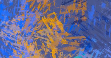 Soyut arka plan sanatı. 2D çizim. Etkileyici yağlı boya resim. Tuvalde fırça darbeleri. Modern sanat. Çok renkli arkaplan. Çağdaş sanat. İfade. Sanatsal dijital palet.