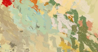 Soyut arka plan sanatı. 2D çizim. Etkileyici yağlı boya resim. Tuvalde fırça darbeleri. Modern sanat. Çok renkli arkaplan. Çağdaş sanat. İfade. Sanatsal dijital palet.