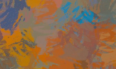 Soyut arka plan sanatı. 2D çizim. Etkileyici yağlı boya resim. Tuvalde fırça darbeleri. Modern sanat. Çok renkli arkaplan. Çağdaş sanat. İfade. Sanatsal dijital palet.