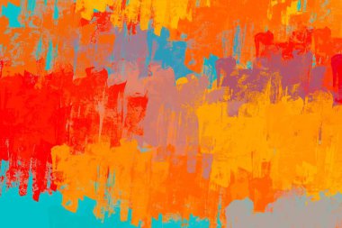 Soyut arka plan sanatı. 2D çizim. Etkileyici yağlı boya resim. Tuvalde fırça darbeleri. Modern sanat. Çok renkli arkaplan. Çağdaş sanat. İfade. Sanatsal dijital palet.
