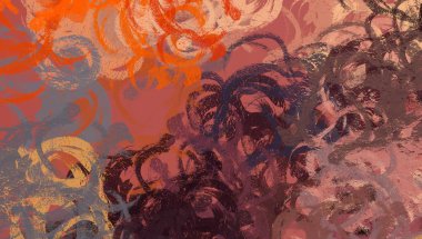 Soyut arka plan sanatı. 2D çizim. Etkileyici yağlı boya resim. Tuvalde fırça darbeleri. Modern sanat. Çok renkli arkaplan. Çağdaş sanat. İfade. Sanatsal dijital palet.