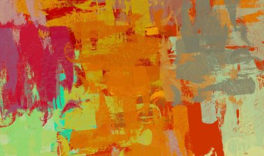 Soyut arka plan sanatı. 2D çizim. Etkileyici yağlı boya resim. Tuvalde fırça darbeleri. Modern sanat. Çok renkli arkaplan. Çağdaş sanat. İfade. Sanatsal dijital palet.