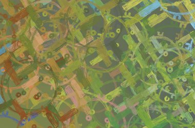 Soyut arka plan sanatı. 2D çizim. Etkileyici yağlı boya resim. Tuvalde fırça darbeleri. Modern sanat. Çok renkli arkaplan. Çağdaş sanat. İfade. Sanatsal dijital palet.