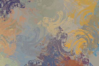 Soyut arka plan sanatı. 2D çizim. Etkileyici yağlı boya resim. Tuvalde fırça darbeleri. Modern sanat. Çok renkli arkaplan. Çağdaş sanat. İfade. Sanatsal dijital palet.