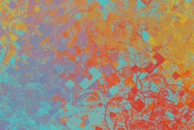 Soyut arka plan sanatı. 2D çizim. Etkileyici yağlı boya resim. Tuvalde fırça darbeleri. Modern sanat. Çok renkli arkaplan. Çağdaş sanat. İfade. Sanatsal dijital palet.