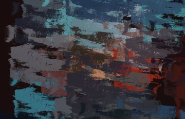 Soyut arka plan sanatı. 2D çizim. Etkileyici yağlı boya resim. Tuvalde fırça darbeleri. Modern sanat. Çok renkli arkaplan. Çağdaş sanat. İfade. Sanatsal dijital palet.