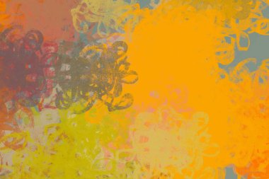 Soyut arka plan sanatı. 2D çizim. Etkileyici yağlı boya resim. Tuvalde fırça darbeleri. Modern sanat. Çok renkli arkaplan. Çağdaş sanat. İfade. Sanatsal dijital palet.