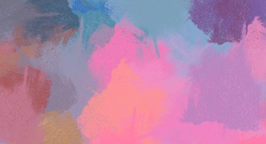 Soyut arka plan sanatı. 2D çizim. Etkileyici yağlı boya resim. Tuvalde fırça darbeleri. Modern sanat. Çok renkli arkaplan. Çağdaş sanat. İfade. Sanatsal dijital palet.