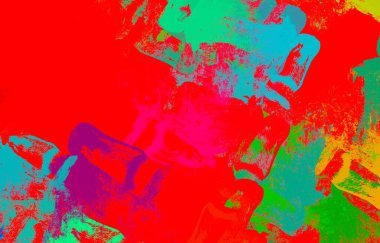 Soyut arka plan sanatı. 2D çizim. Etkileyici yağlı boya resim. Tuvalde fırça darbeleri. Modern sanat. Çok renkli arkaplan. Çağdaş sanat. İfade. Sanatsal dijital palet.