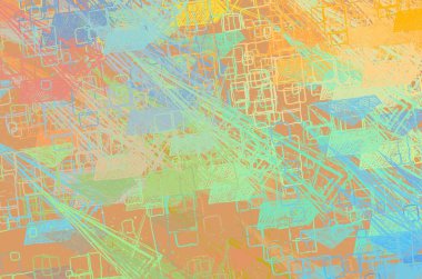 Soyut arka plan sanatı. 2D çizim. Etkileyici yağlı boya resim. Tuvalde fırça darbeleri. Modern sanat. Çok renkli arkaplan. Çağdaş sanat. İfade. Sanatsal dijital palet.